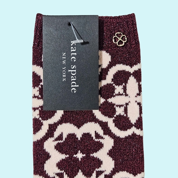 Bundle Kate Spade Wool Blend Arabesque Beanie & Arm Warmers English Rose Floral - Picture 8 of 9